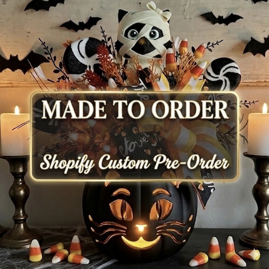 Made To Order- Light-Up 3D Printed Mummy Kitty & Candy Corn Halloween Centerpiece Arrangement