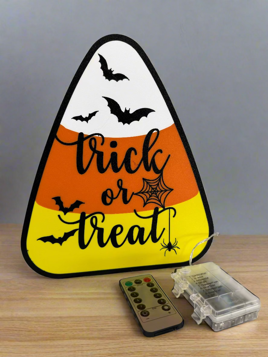 Trick or Treat Candy Corn Light Box with Remote- Battery Operated