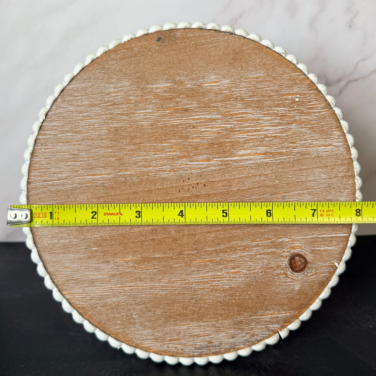 Rustic Whitewashed Wood Pedestal Stand with Beaded Edge (Set of 2)