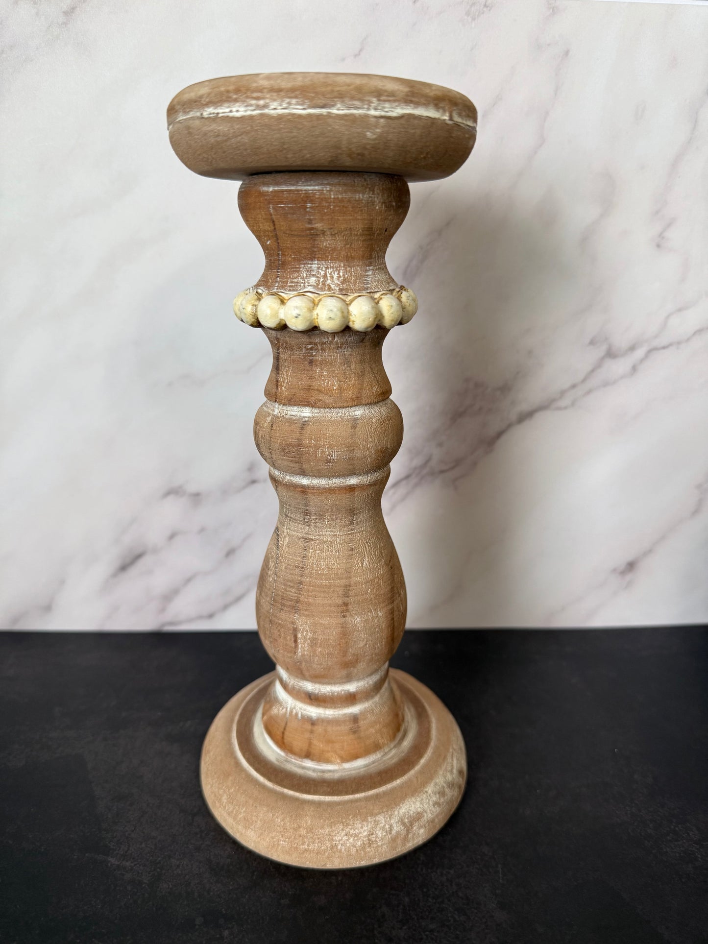 Rustic Whitewashed Wood Candle Holder Set (Set of 3)