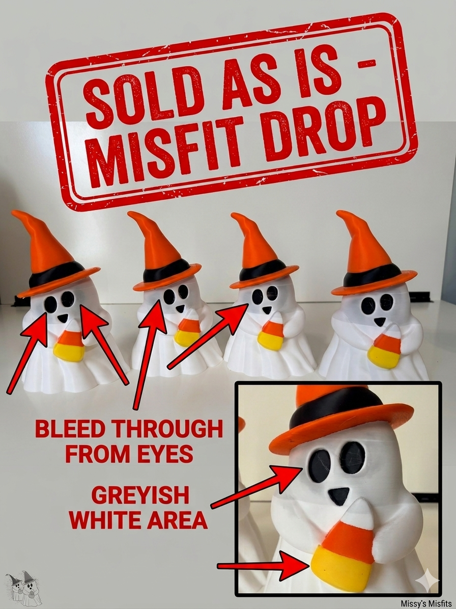 6” Misfit Candy Corn Ghosts- SOLD AS IS