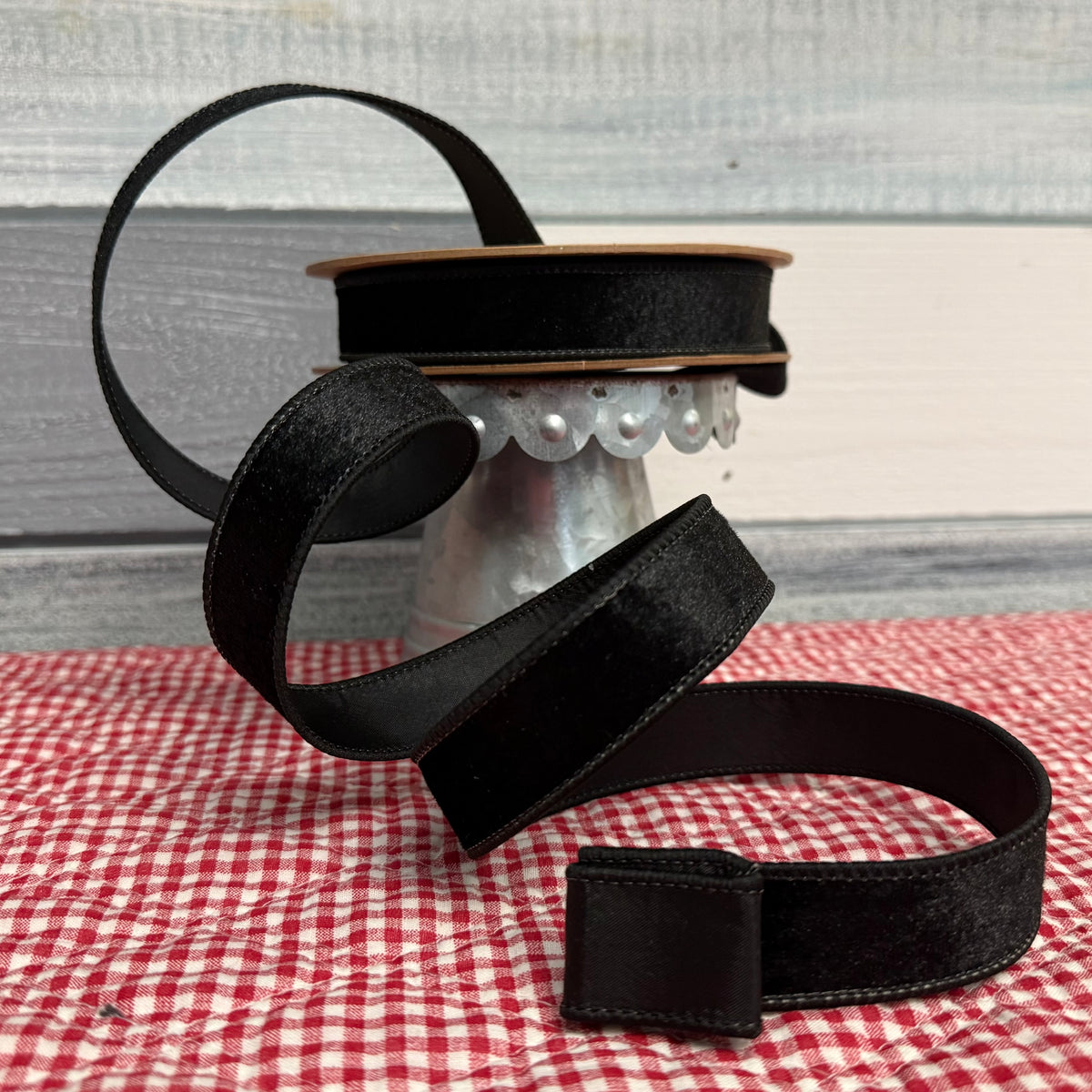 Classic Black Velvet Wired Ribbon (1” x 10 Yards)