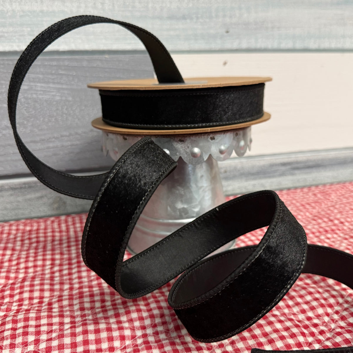 Classic Black Velvet Wired Ribbon (1” x 10 Yards)