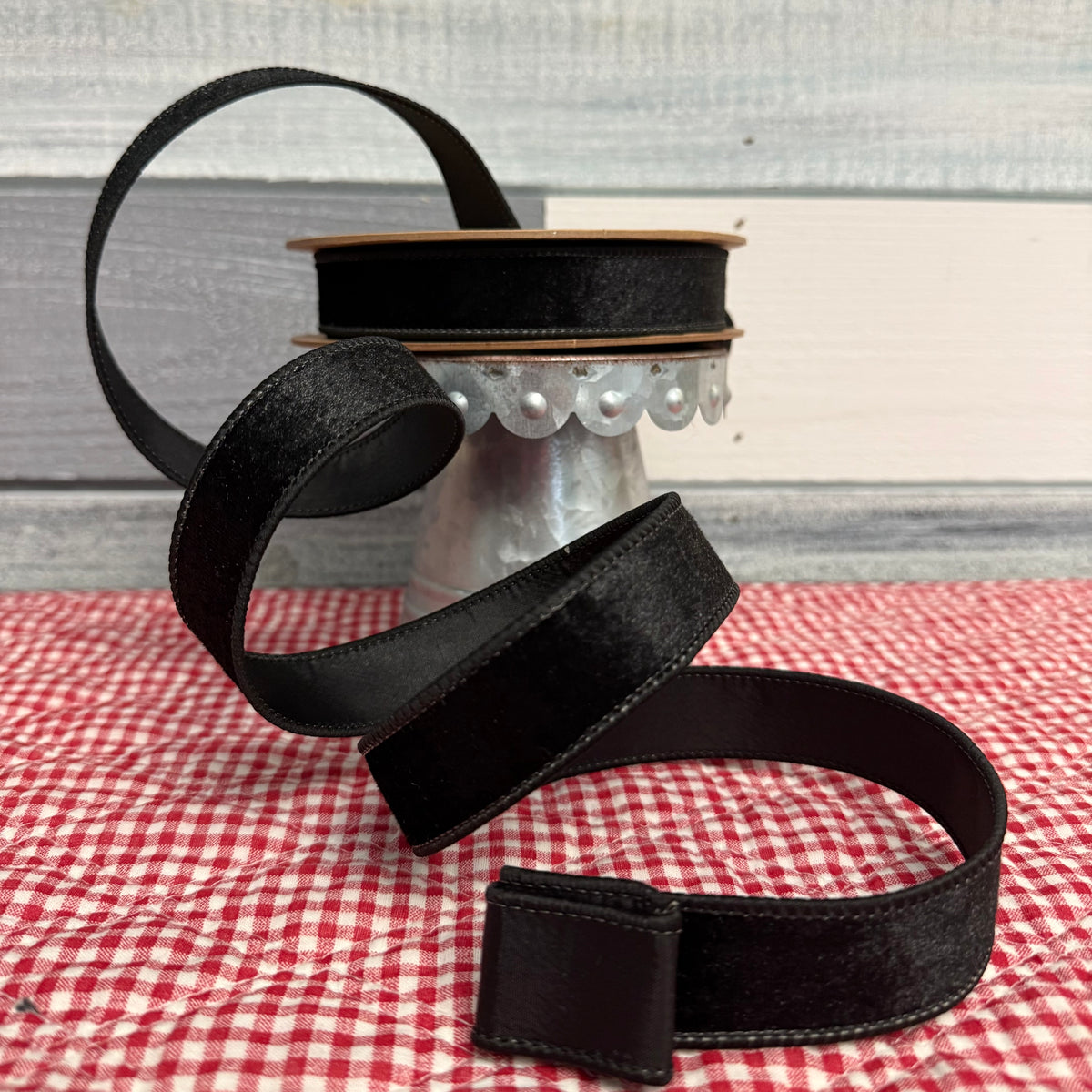 Classic Black Velvet Wired Ribbon (1” x 10 Yards)