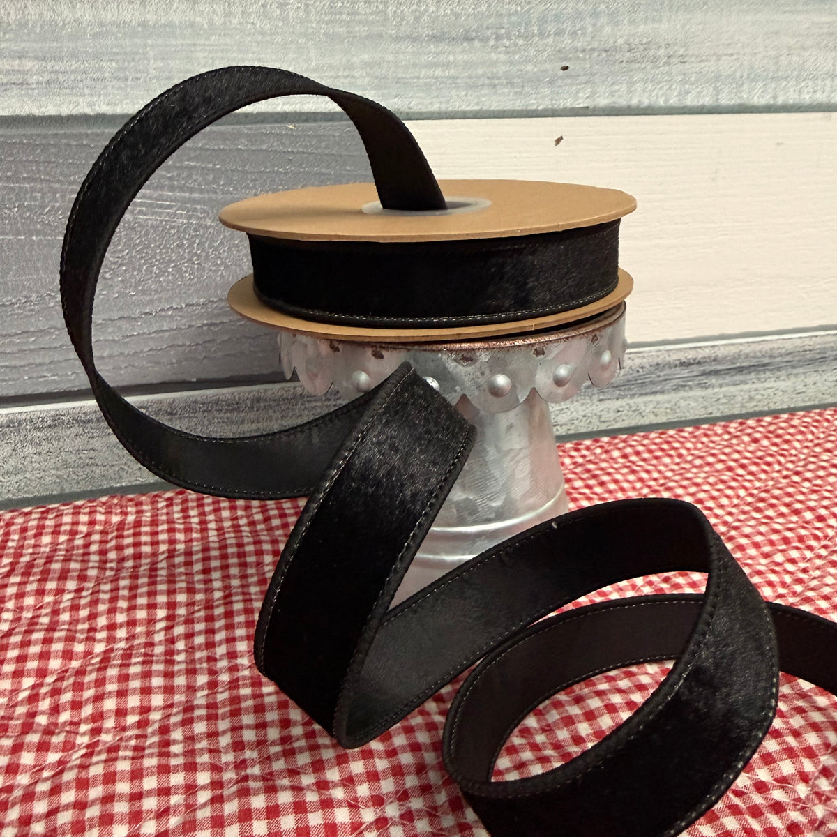 Classic Black Velvet Wired Ribbon (1” x 10 Yards)