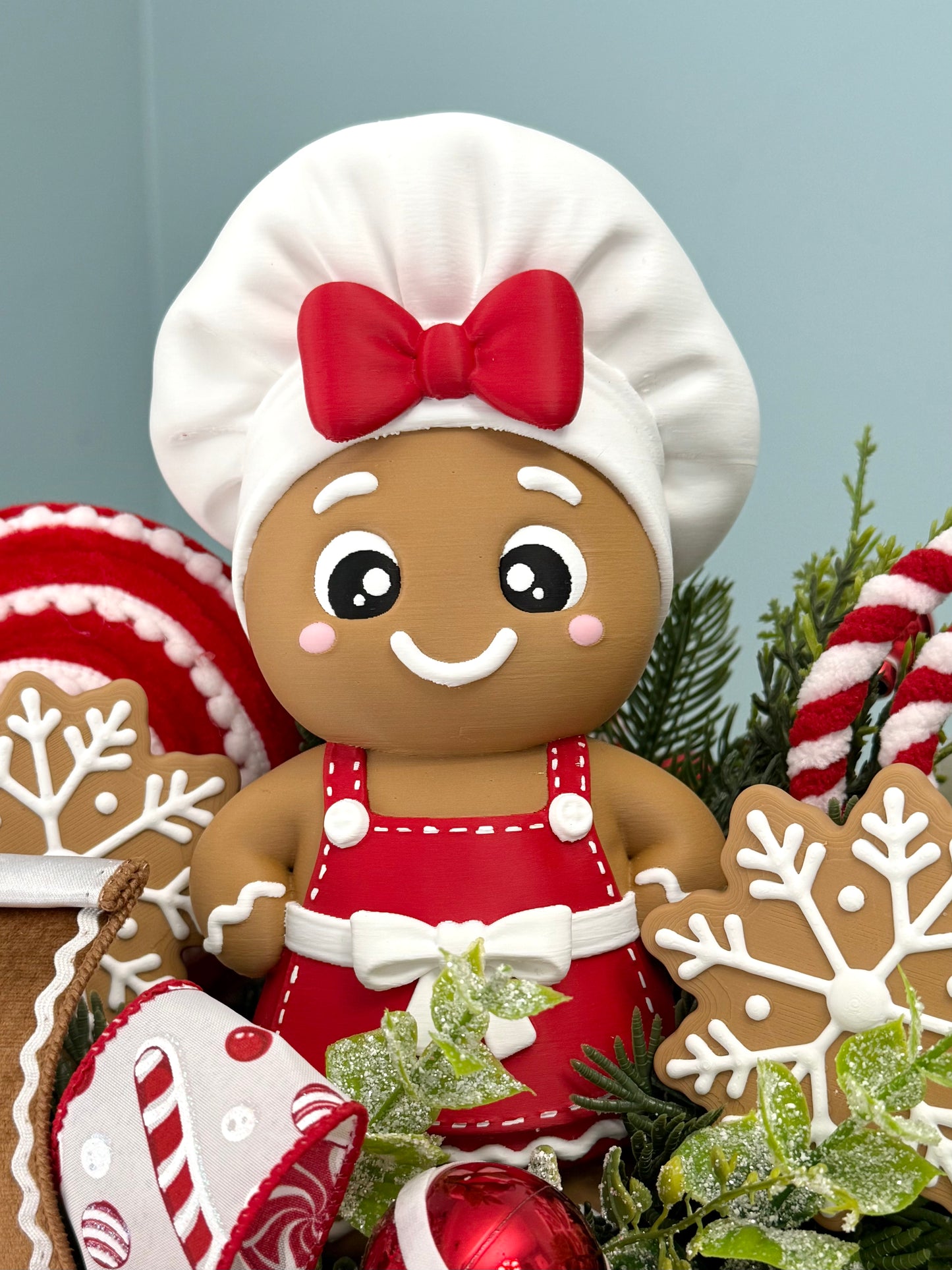 Gingerbread Bakery & Snowflake Winter Floral Arrangement Girl
