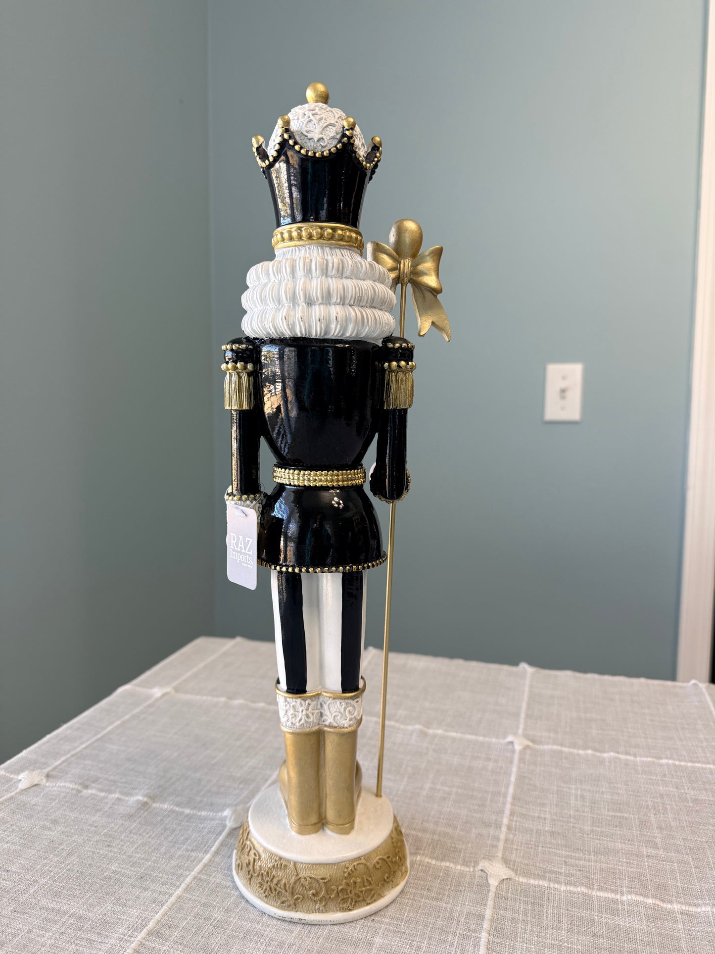 RAZ Imports 17.75" Grand Black & White Bow Nutcracker