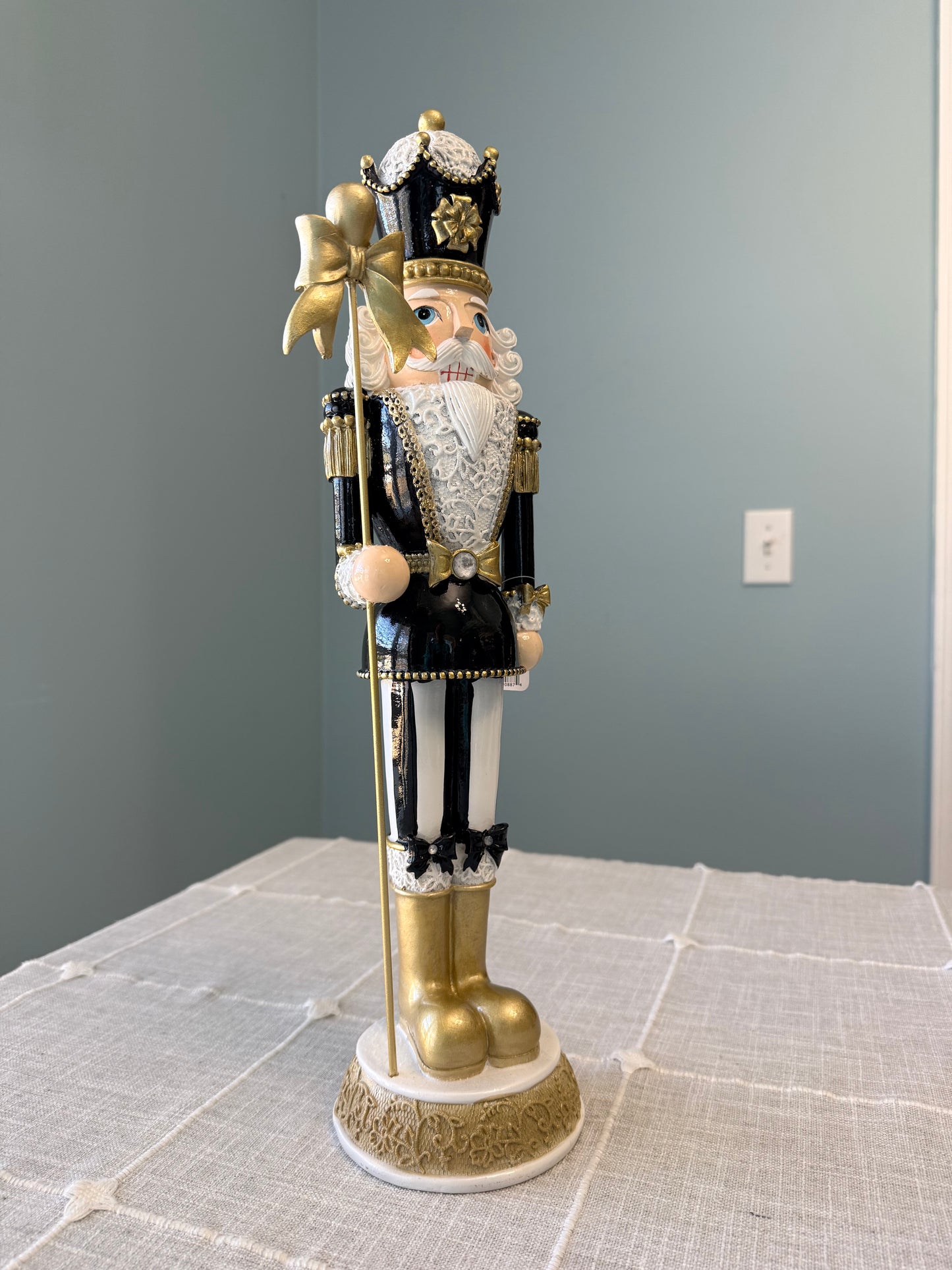 RAZ Imports 17.75" Grand Black & White Bow Nutcracker