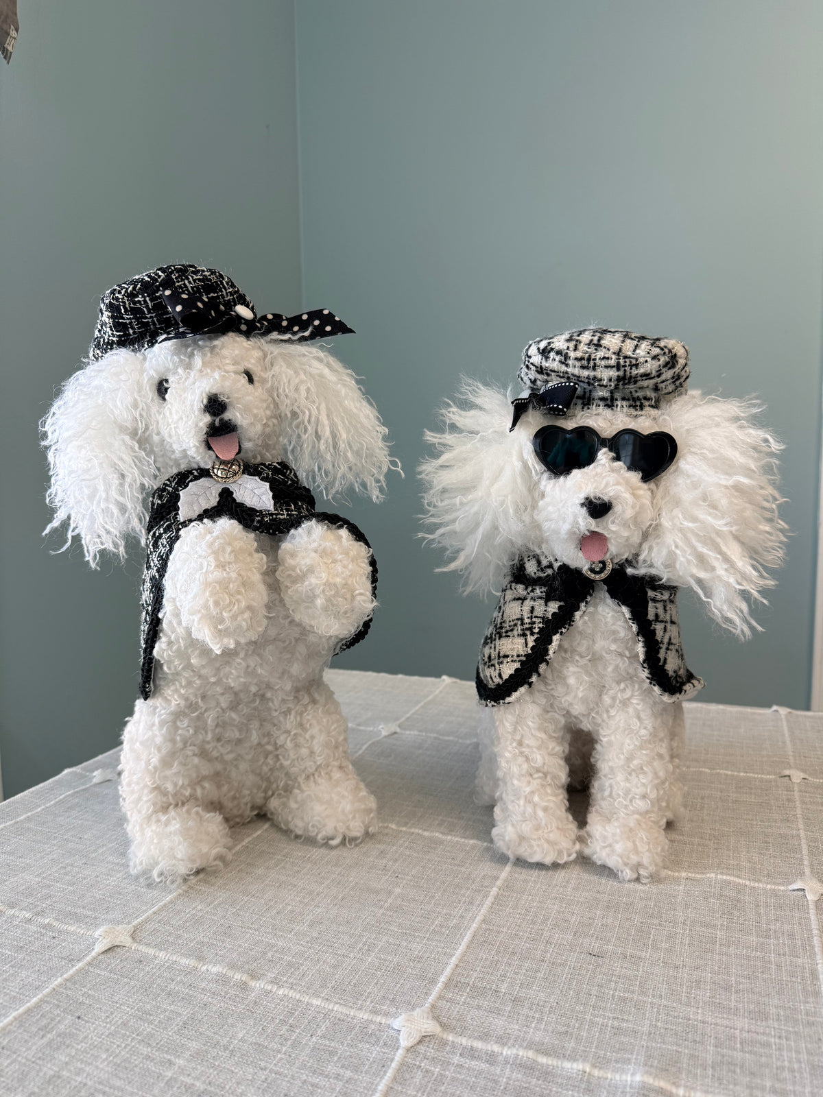 RAZ Imports 14" Chic Black & White Tweed Mini Poodle Figurine