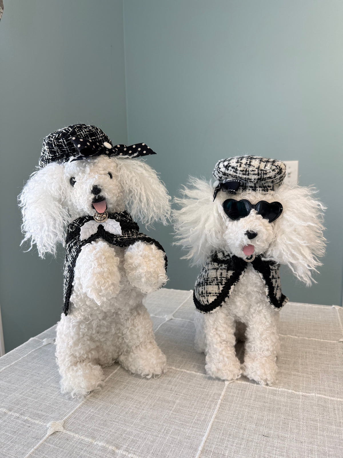 RAZ Imports 14" Chic Black & White Tweed Mini Poodle Figurine