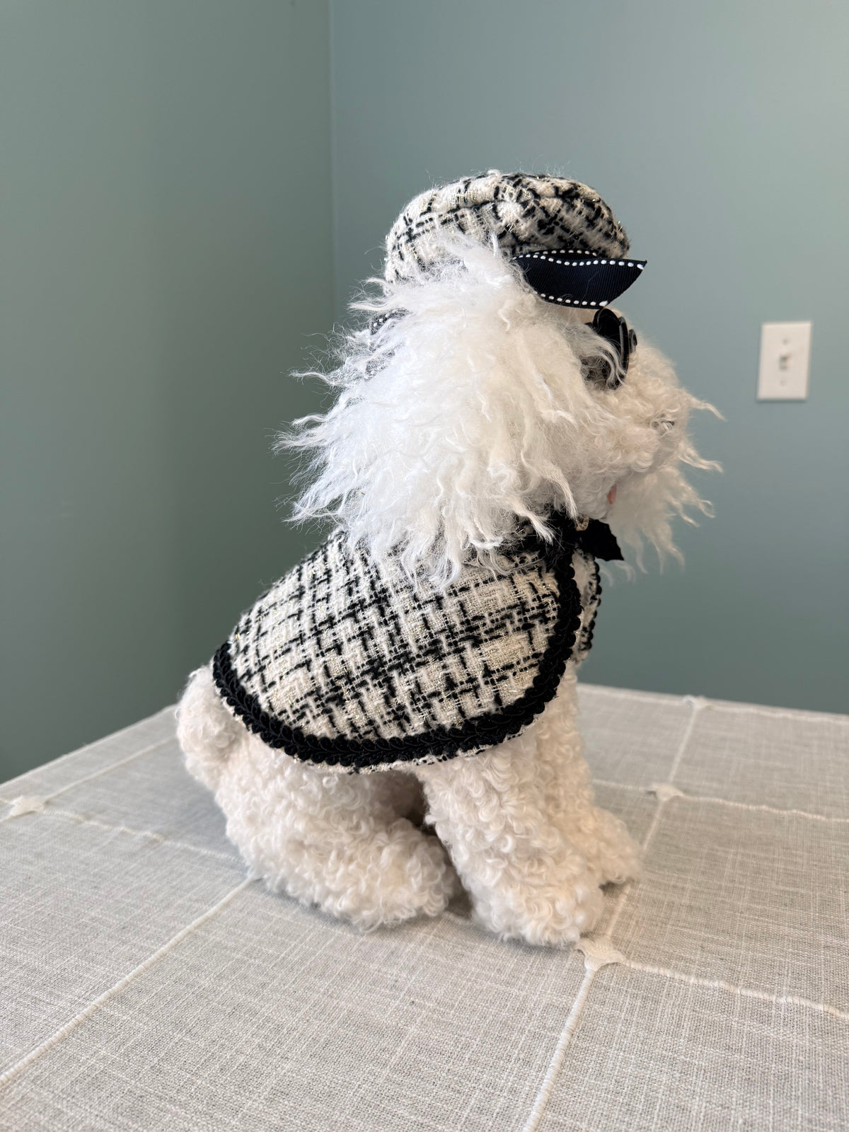 RAZ Imports 14" Chic Black & White Tweed Mini Poodle Figurine