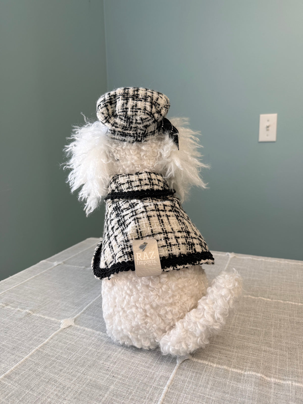 RAZ Imports 14" Chic Black & White Tweed Mini Poodle Figurine