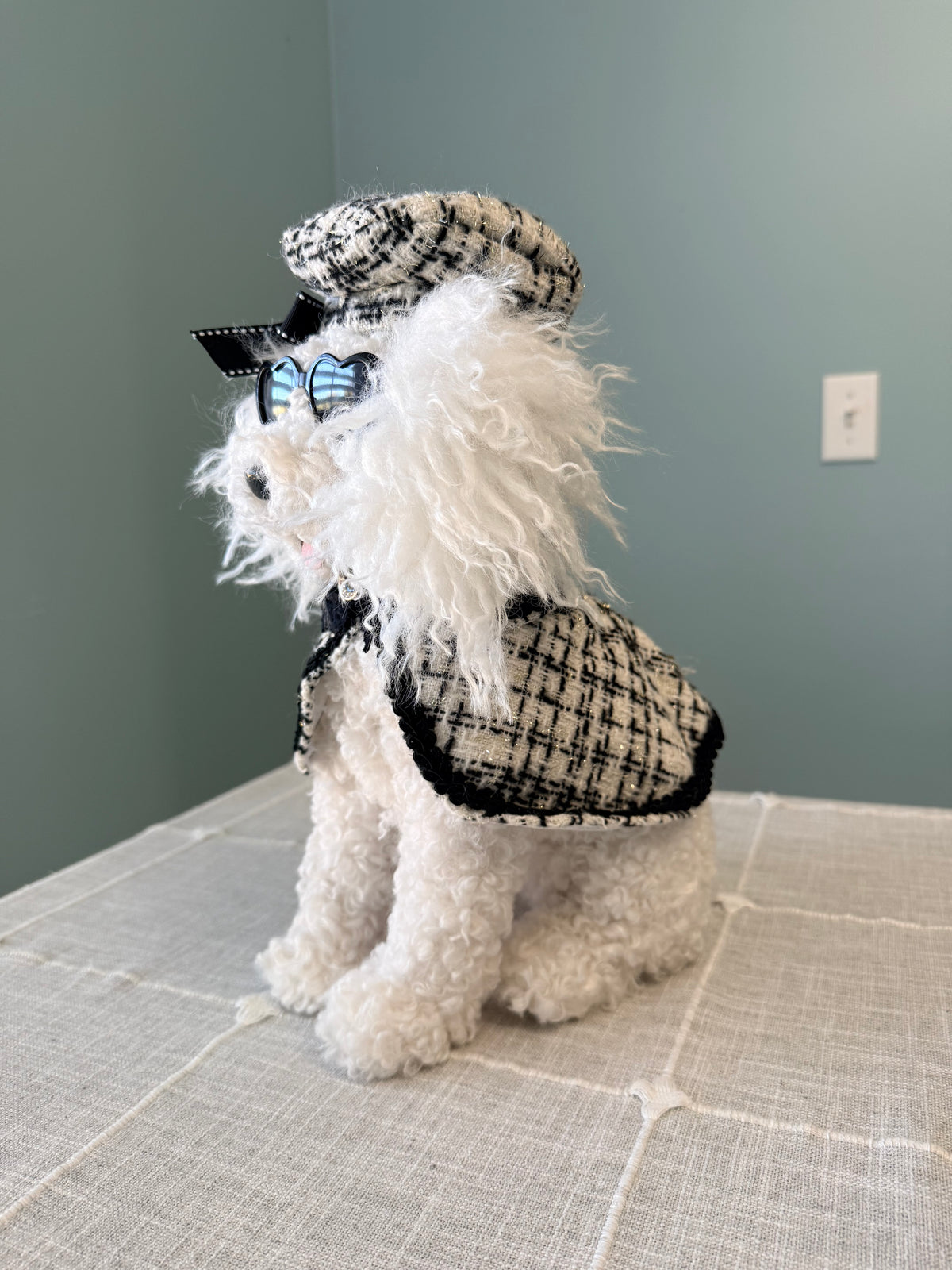 RAZ Imports 14" Chic Black & White Tweed Mini Poodle Figurine