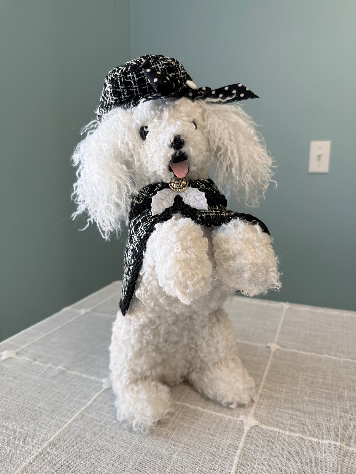 RAZ Imports 14" Chic Black & White Tweed Mini Poodle Figurine