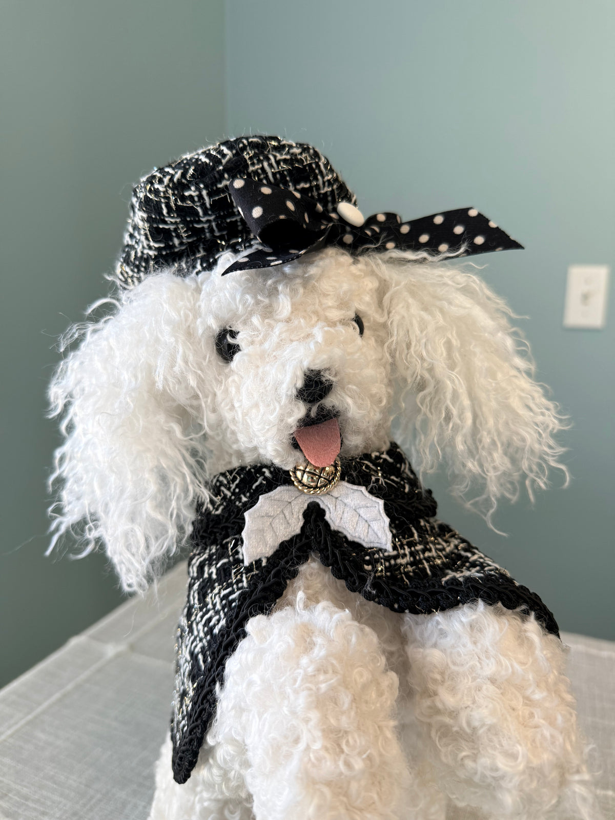 RAZ Imports 14" Chic Black & White Tweed Mini Poodle Figurine