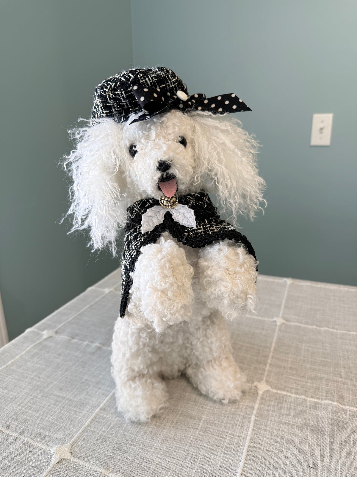 RAZ Imports 14" Chic Black & White Tweed Mini Poodle Figurine
