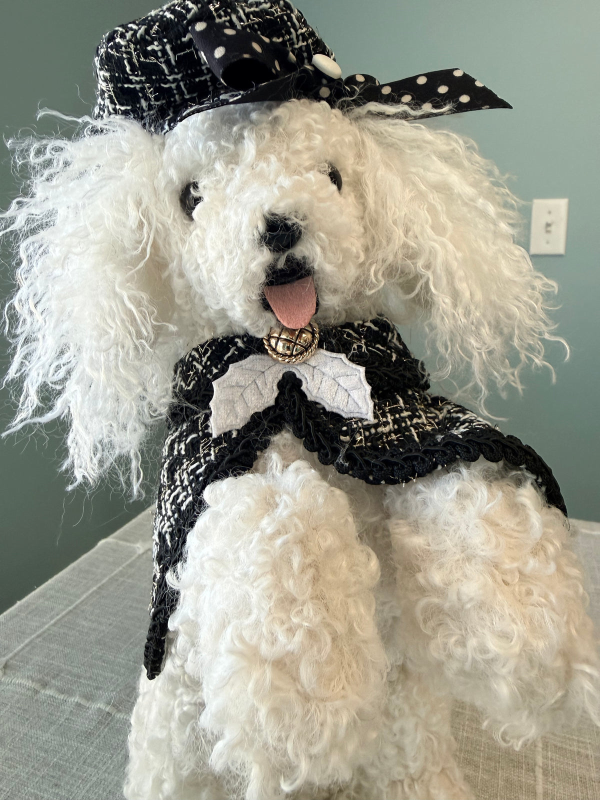 RAZ Imports 14" Chic Black & White Tweed Mini Poodle Figurine