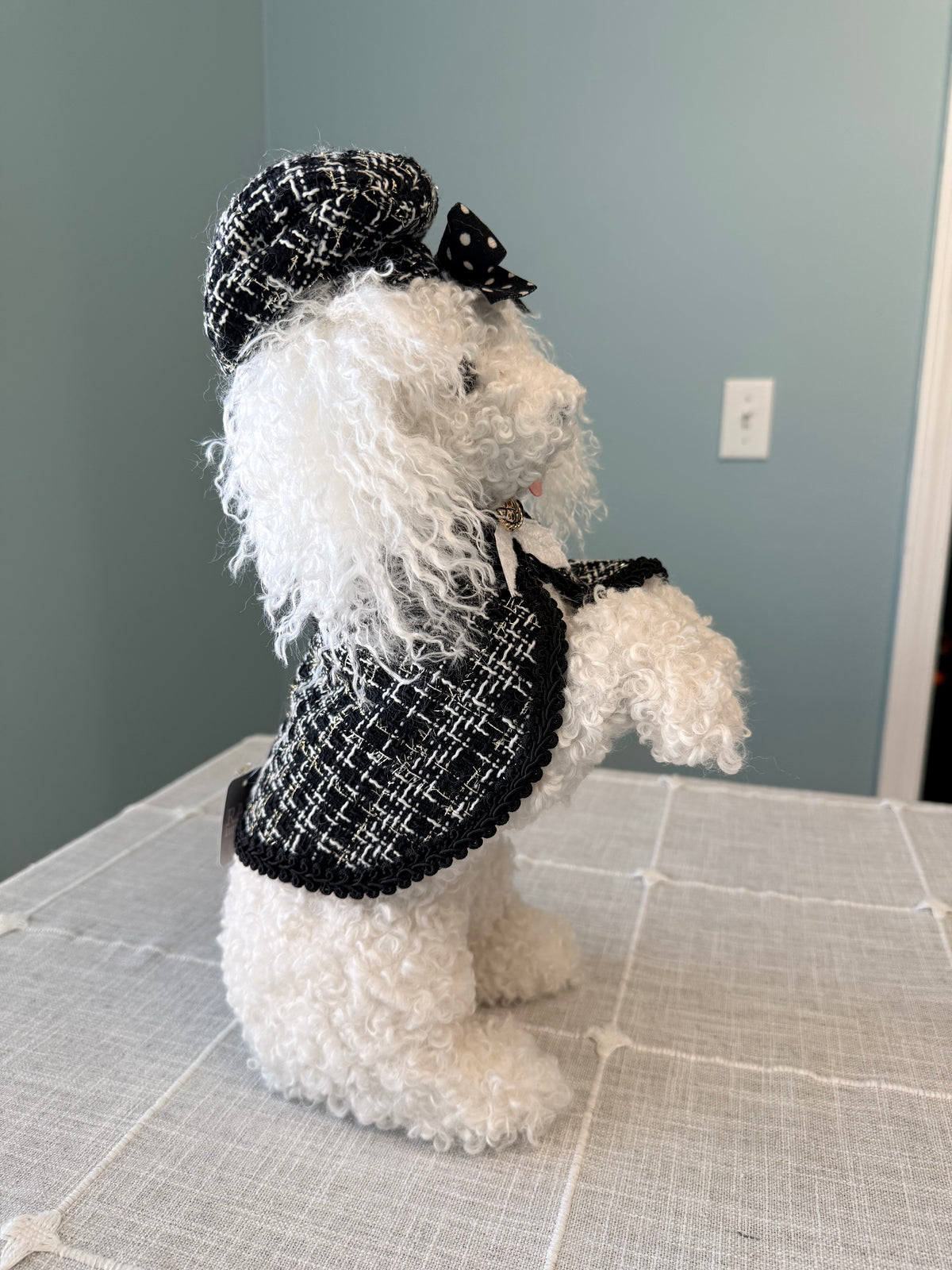 RAZ Imports 14" Chic Black & White Tweed Mini Poodle Figurine