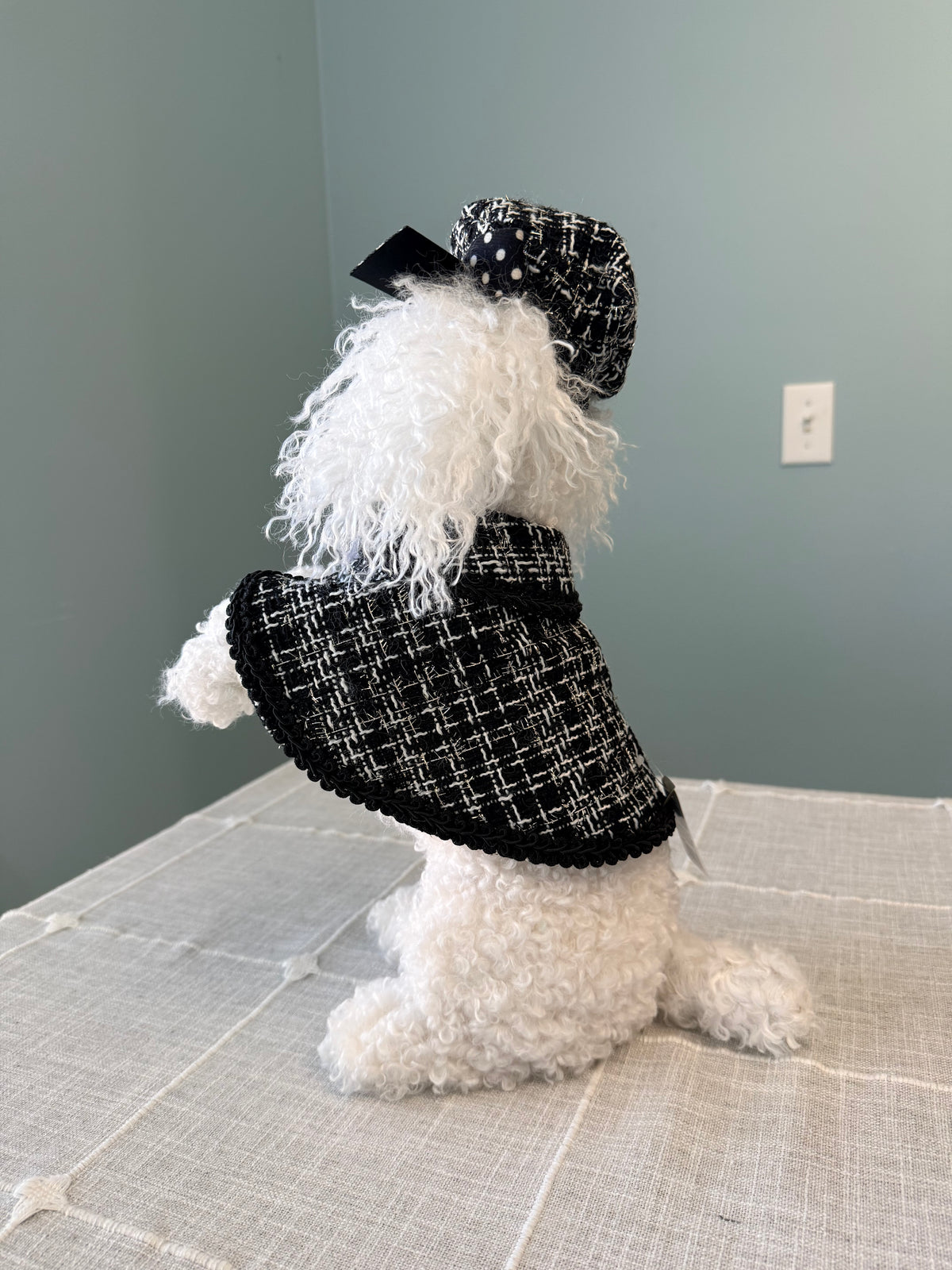 RAZ Imports 14" Chic Black & White Tweed Mini Poodle Figurine
