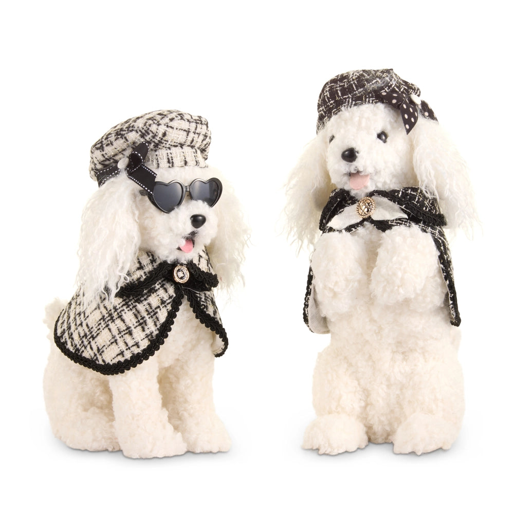 RAZ Imports 14" Chic Black & White Tweed Mini Poodle Figurine