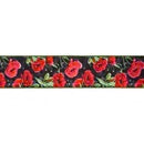 4" Wired Dupioni Ribbon | Poppies on Black w/ Green Backing | 10 Yard Roll