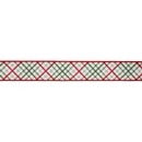 2 1/2" Wired Dupioni Ribbon | Garden Bias Plaid w/ Red Backing | 10 Yard Roll