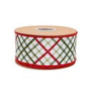 2 1/2" Wired Dupioni Ribbon | Garden Bias Plaid w/ Red Backing | 10 Yard Roll