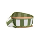 1 1/2" Wired Ribbon | Green Horizontal Stripe w/ Green Backing | 10 Yard Roll