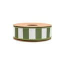 1 1/2" Wired Ribbon | Green Horizontal Stripe w/ Green Backing | 10 Yard Roll