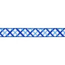 1 1/2" Wired Dupioni Ribbon | Blue and White Decorative Stripe w/ Blue Backing | 10 Yard Roll