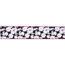 4" Wired Dupioni Ribbon | Black/White Floral w/ Pink Backing | 10 Yard Roll