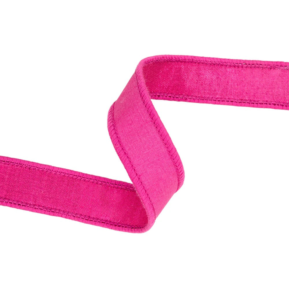 1" Wired Dupioni Ribbon | Hot Pink w/ Metallic Fused Backing | 10 Yard Roll