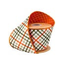 4" Wired Dupioni Ribbon | Garden Bias Plaid w/ Orange Backing | 10 Yard Roll