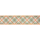 4" Wired Dupioni Ribbon | Garden Bias Plaid w/ Orange Backing | 10 Yard Roll