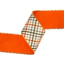 4" Wired Dupioni Ribbon | Garden Bias Plaid w/ Orange Backing | 10 Yard Roll
