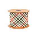 4" Wired Dupioni Ribbon | Garden Bias Plaid w/ Orange Backing | 10 Yard Roll